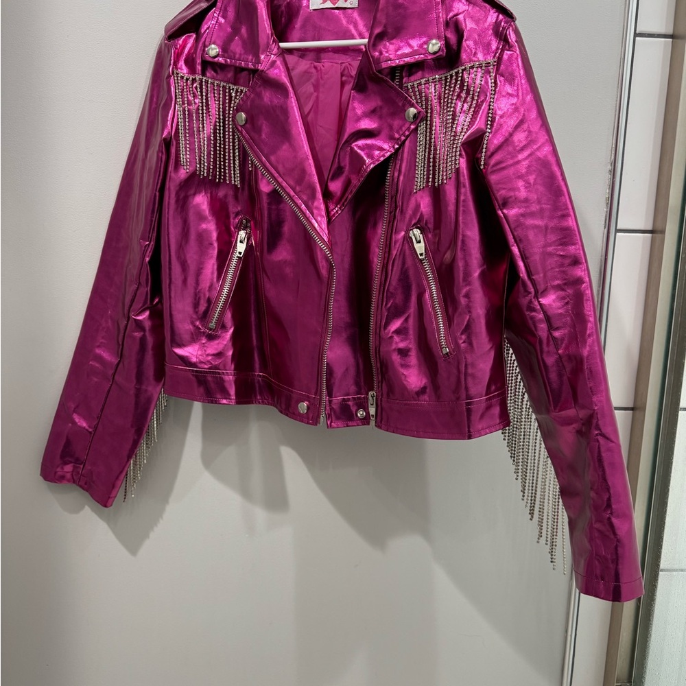 Pink Metallic Fringe Jacket